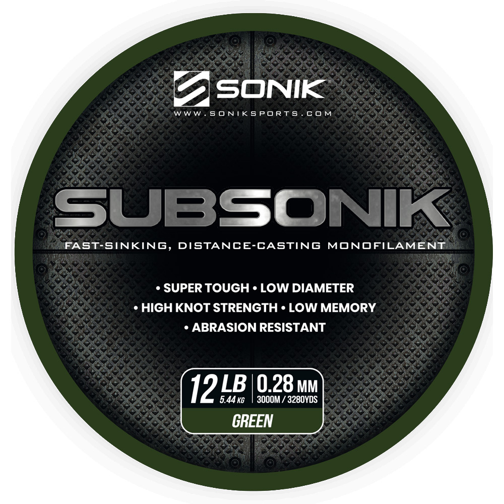 Sonik Subsonik Monofilament Camo Brown or Green 3000m *All Sizes* NEW*Fishing